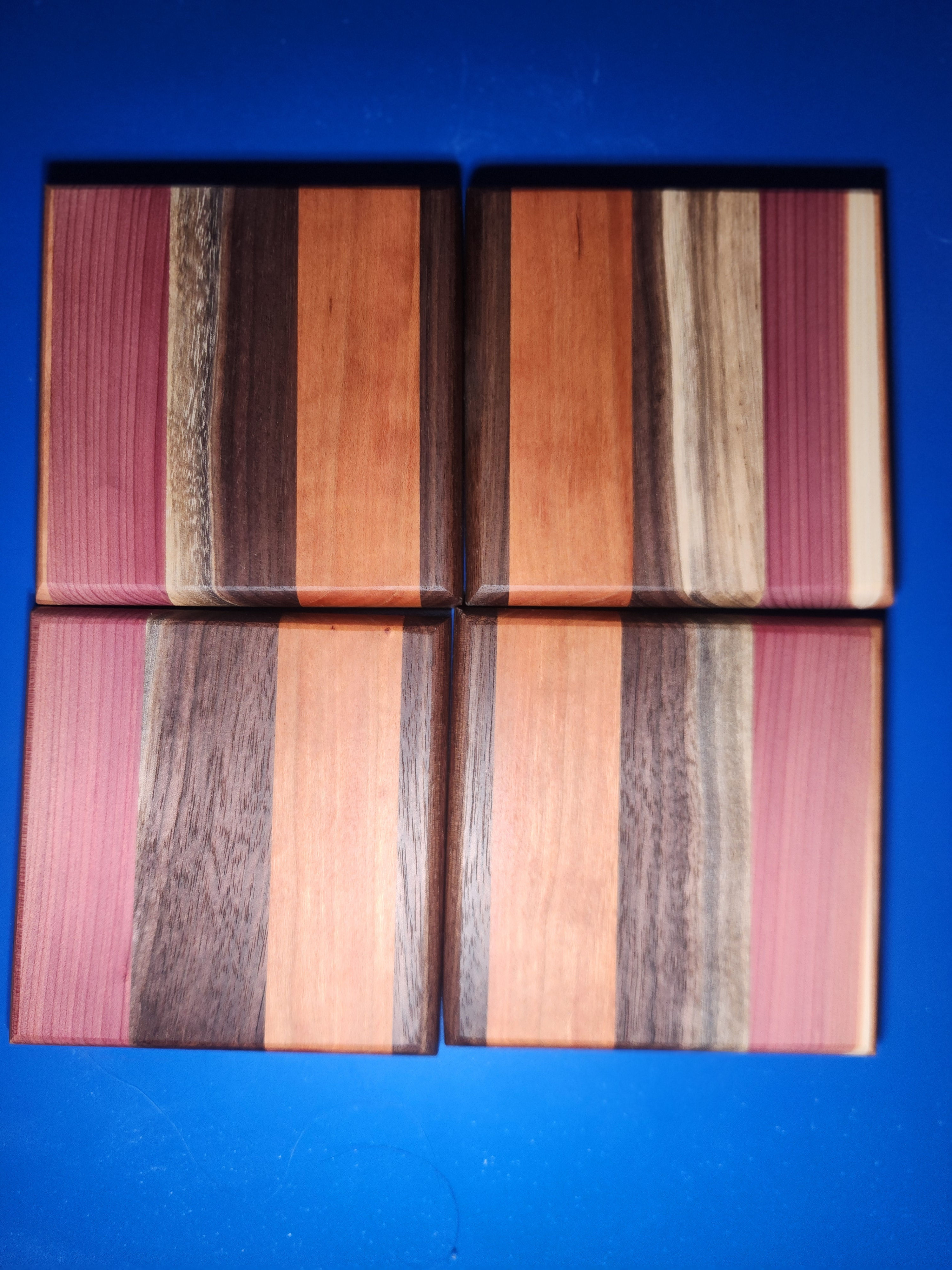 Handcrafted Hardwood Coasters – Set of 4 | Cherry, Walnut & Cedar Options