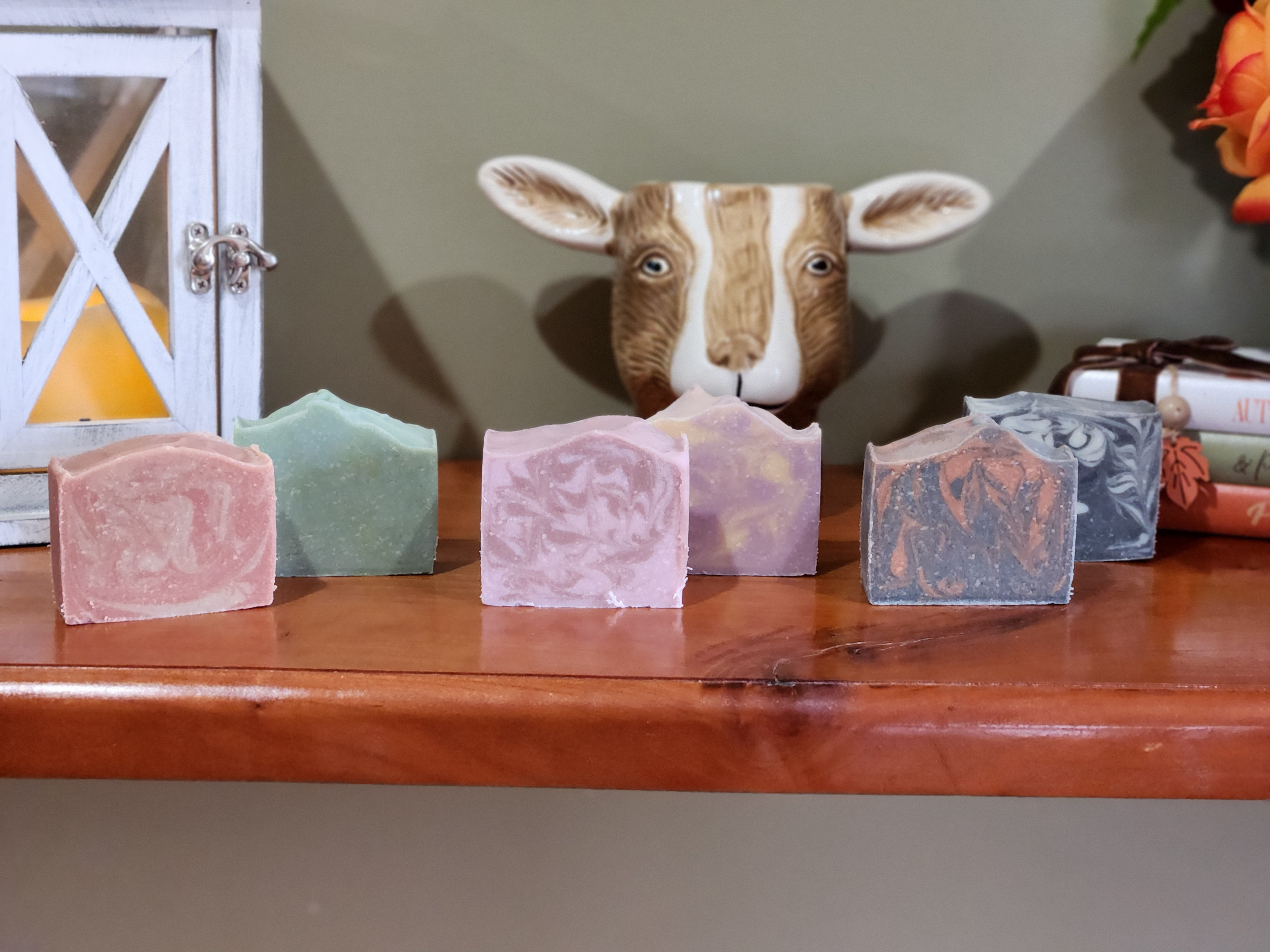 The Cozy Collection goat milk soaps in Rainy Days, Quiet Nights and Campfire Nights