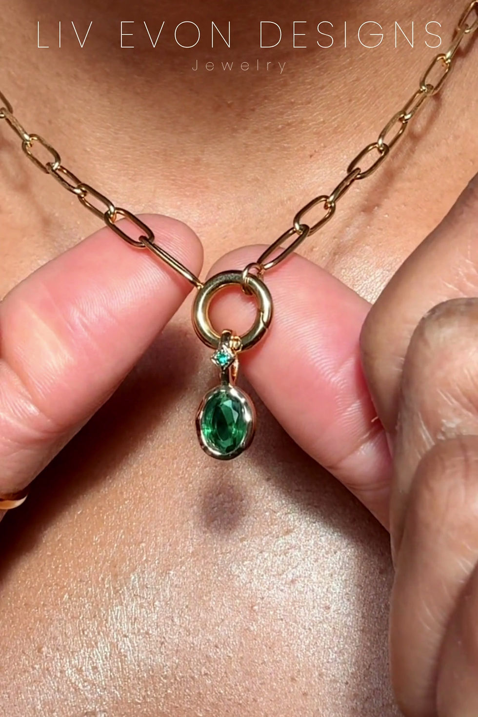 Thumbnail: Oval Birthstone Charm Necklace