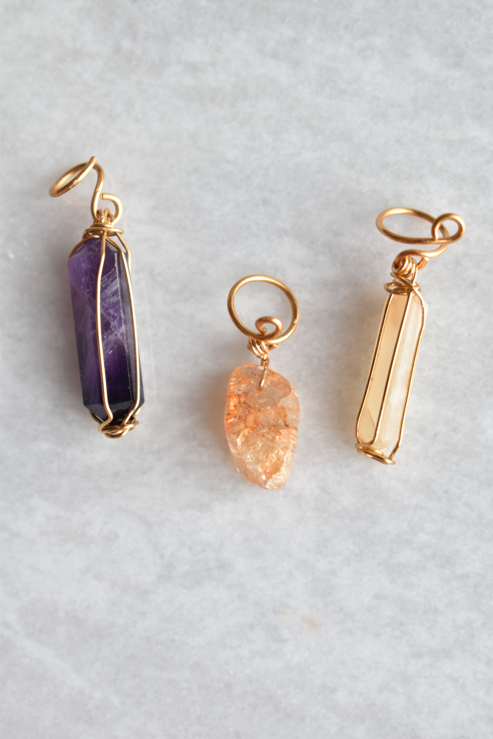 Gemstone hair jewelry charms. Hard-to-tarnish