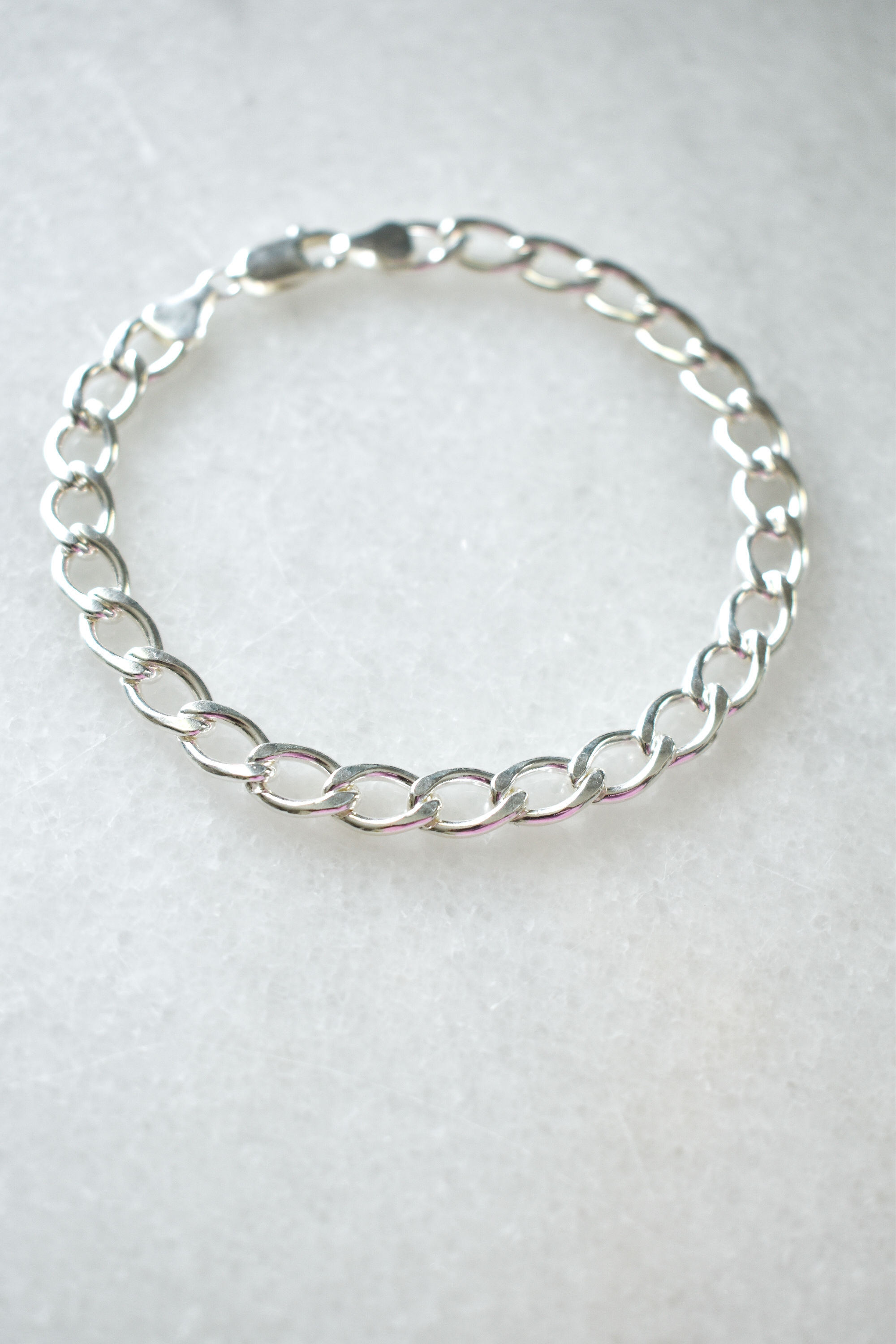 Flat Curb Sterling Silver Bracelet
