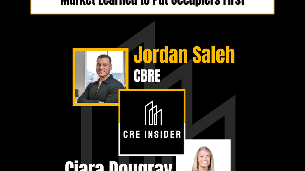 Jordan Saleh and Ciara Dougray featured with CBRE logos on black background. Text: "The Flex Revolution: How Manchester's Office Market Learned to Put Occupiers First."