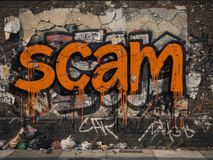 Graffiti of "Scam" text