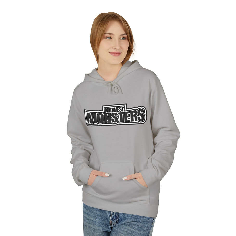 Thumbnail: Unisex Midweight Softstyle Fleece Hoodie - Retro Monsters Design