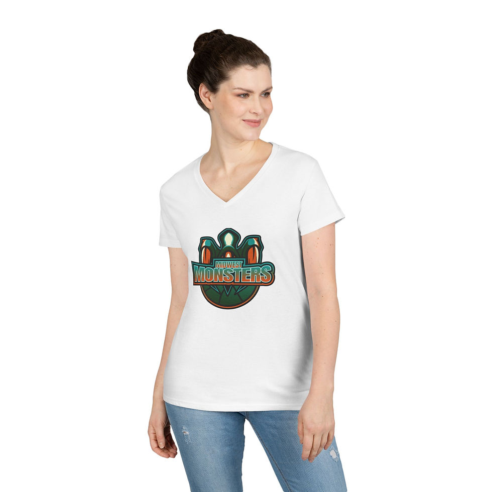 Thumbnail: Midwest Monsters Ladies' V-Neck T-Shirt - Casual Sports Tee for Fans
