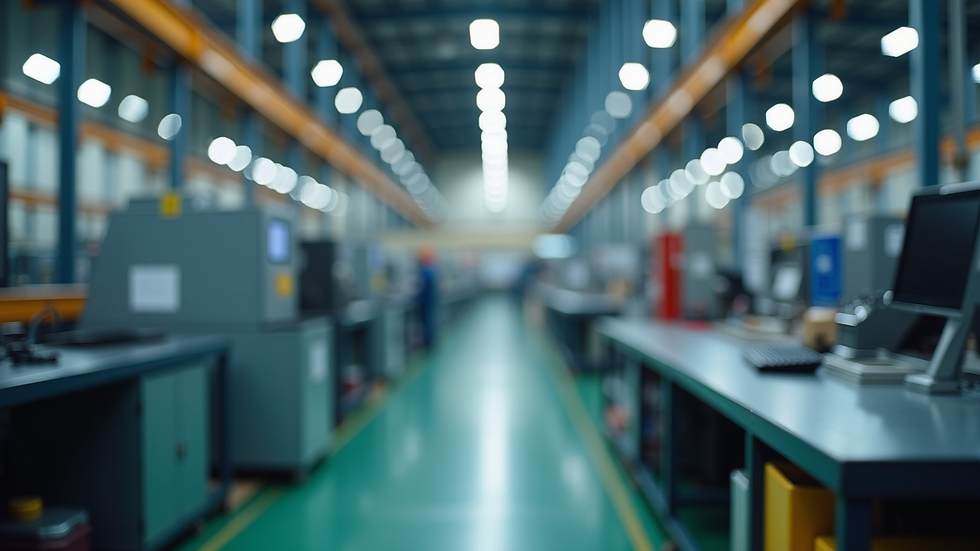High angle view of Australian manufacturing plant with ISO certification banner