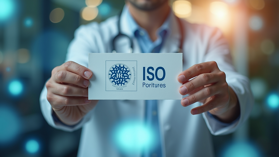 Close-up view of a social media post showcasing ISO certification achievement