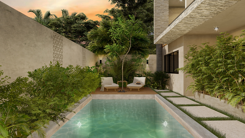 Alberca de Itzaé Tulum Departamentos en venta tulum