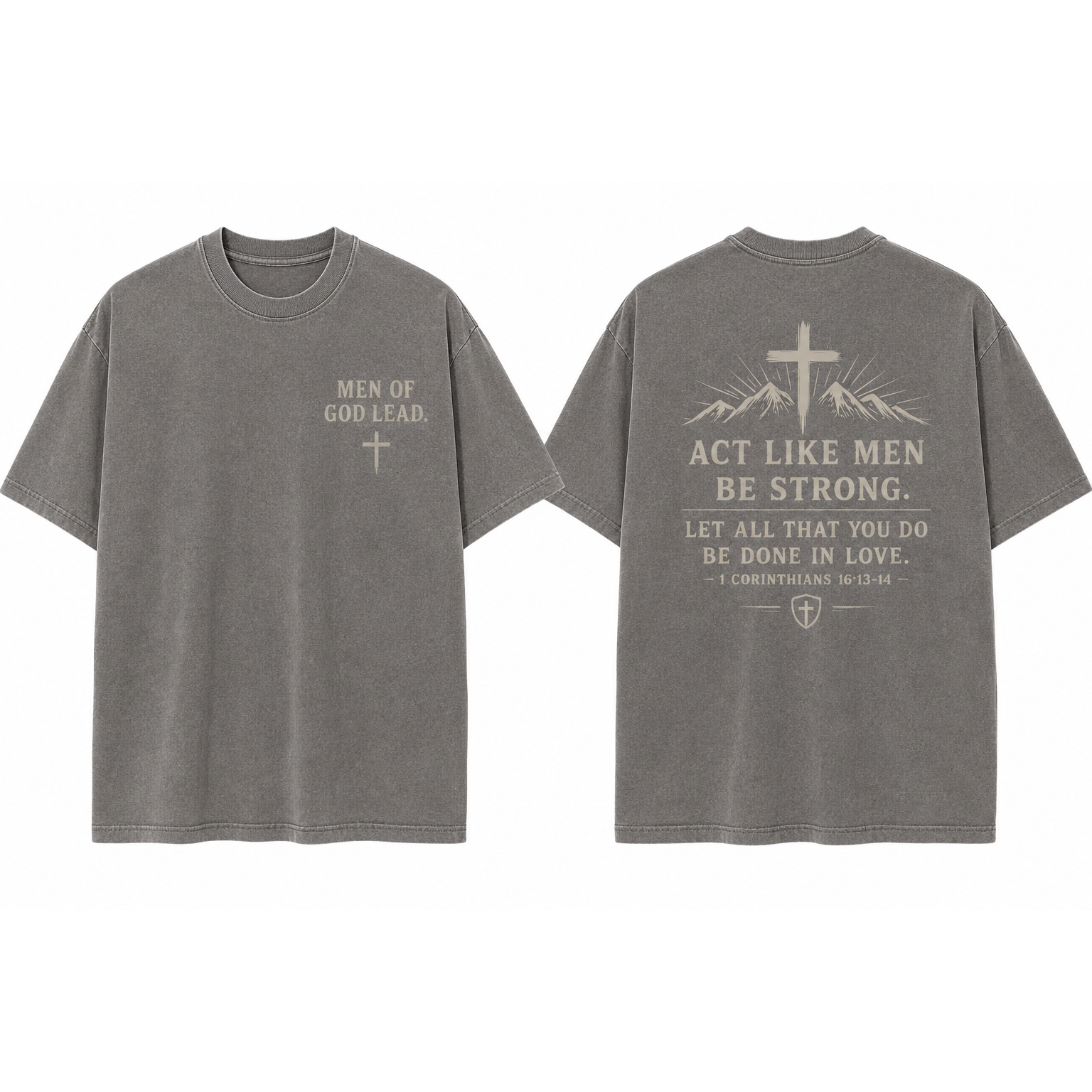 Men's Vintage T-shirt 100% cotton "Men of God Lead."