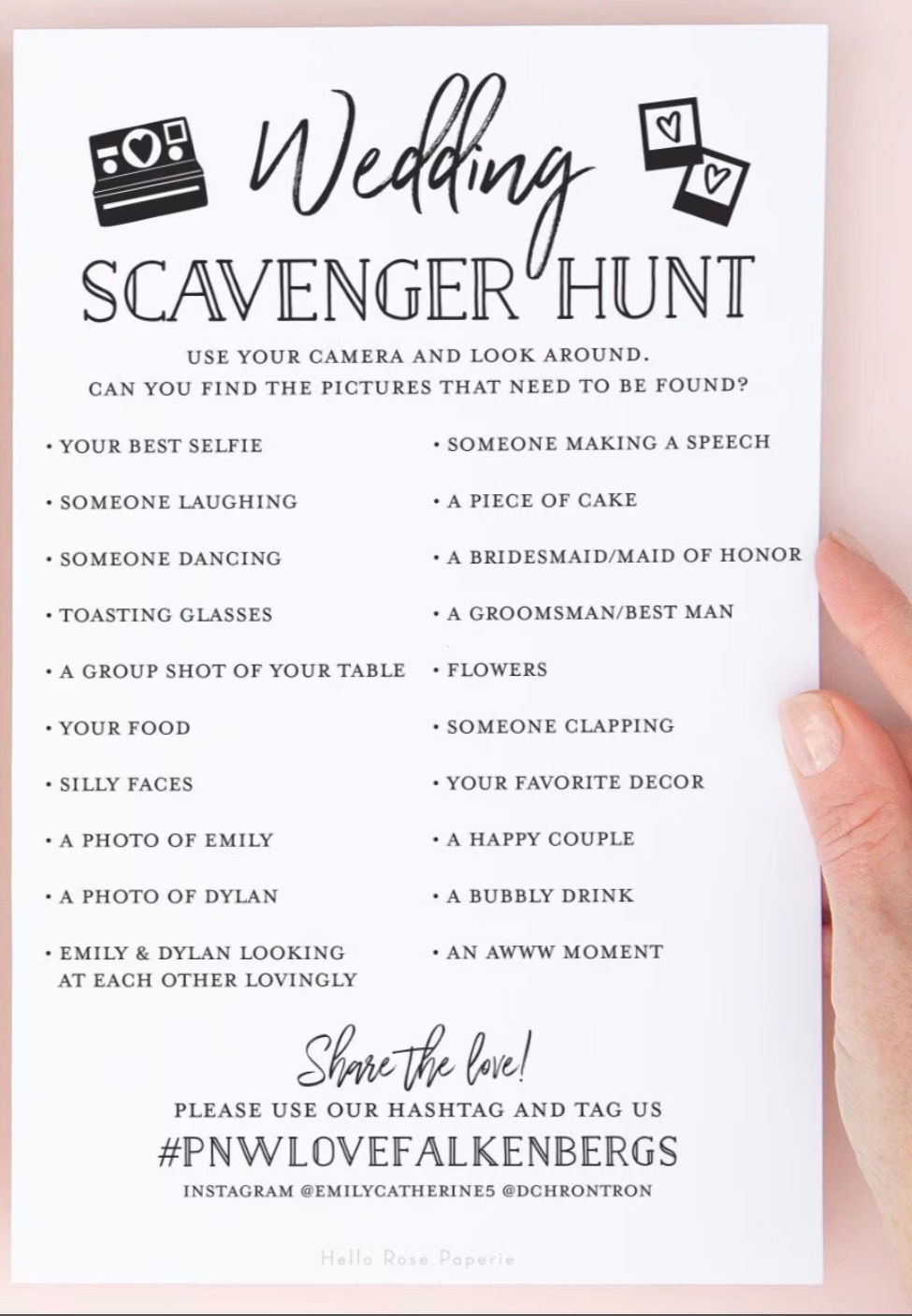 wedding photo scavenger hunt printable
