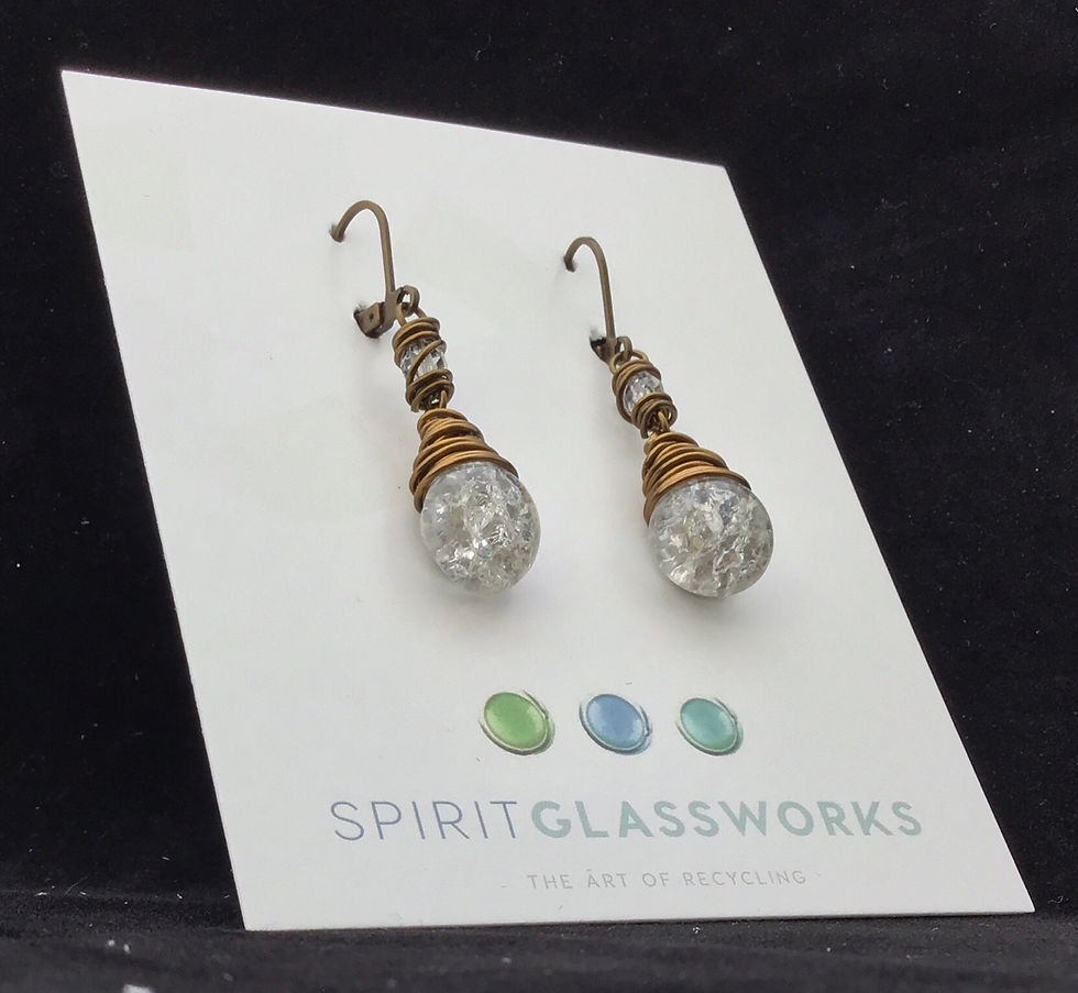 Thumbnail: Crackle Glass Drop Earring