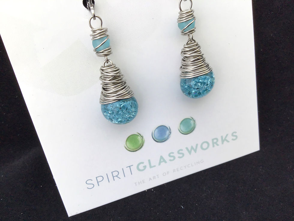 Thumbnail: Crackle Glass Drop Earring