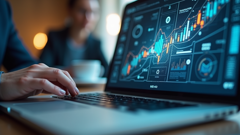 Close-up view of a business meeting with digital transformation strategy on a laptop screen