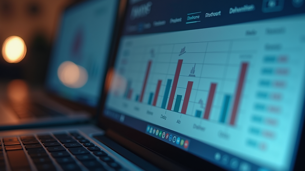 Close-up of a computer screen showing website analytics dashboard