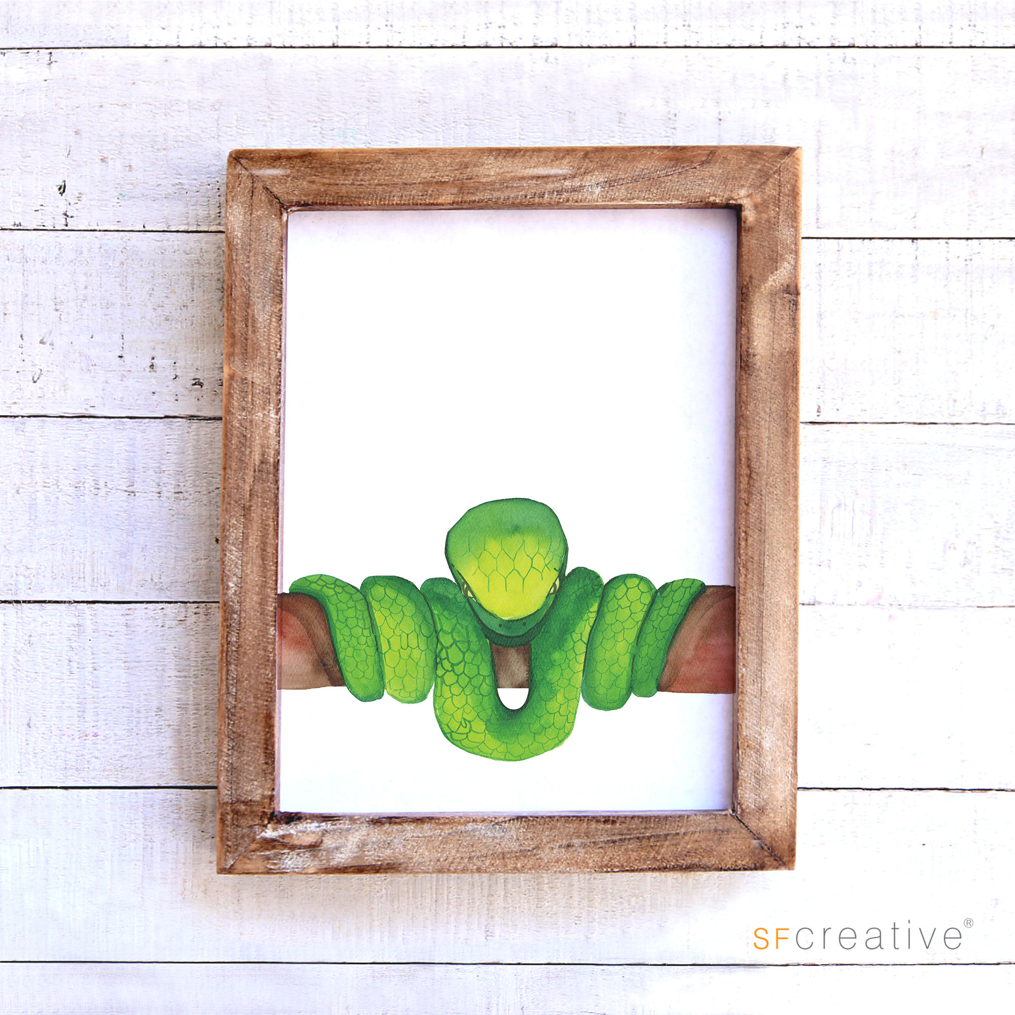 Green Tree Python Original Watercolour