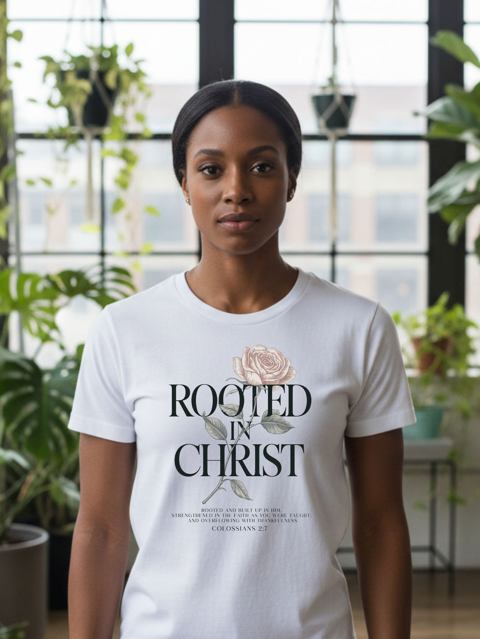 Rooted in Christ (Colossians 2:7) T-Shirt