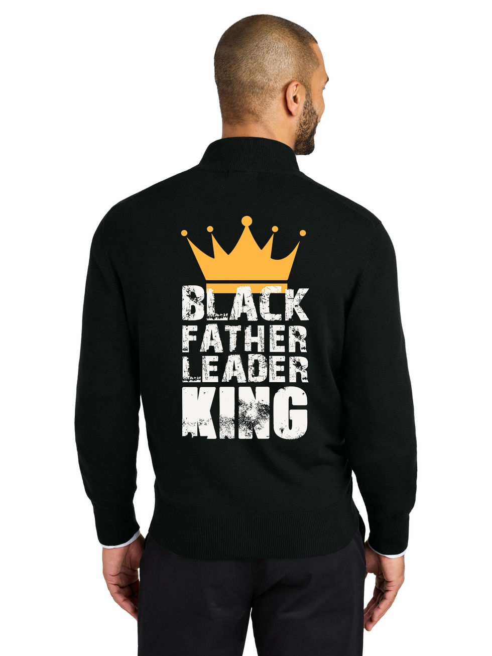 Black Father Leader King Full-Zip Sweater