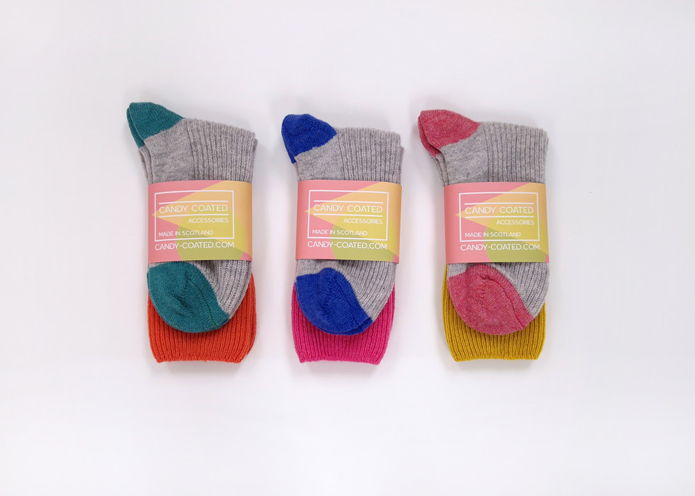 Lambswool knitted lounge socks in bright colours