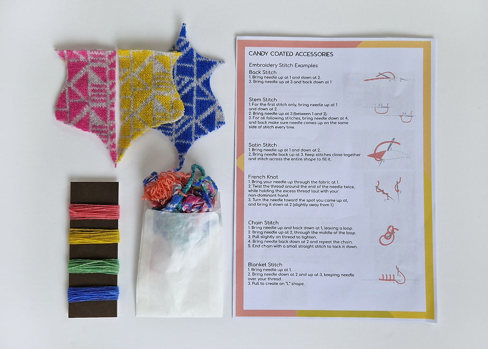 Contents of a pin cushion craft kit