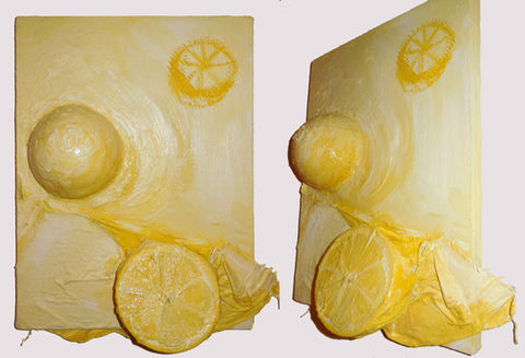 FRUITION
Frontal & side view
2014, Mixed media on canvas. 12 x16 x 1 inches
(SOLD)