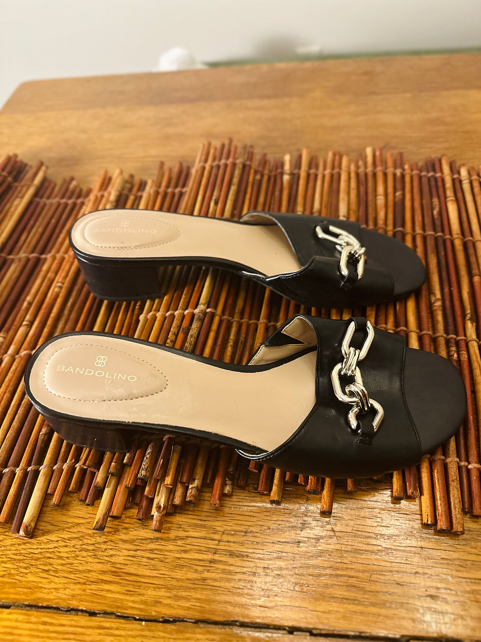Thumbnail: Bandolino Black & Gold Mule - Size 11M