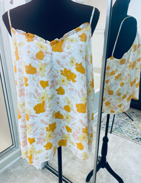 Thumbnail: Loft Orange Sleeveless Sheer Top - Size L