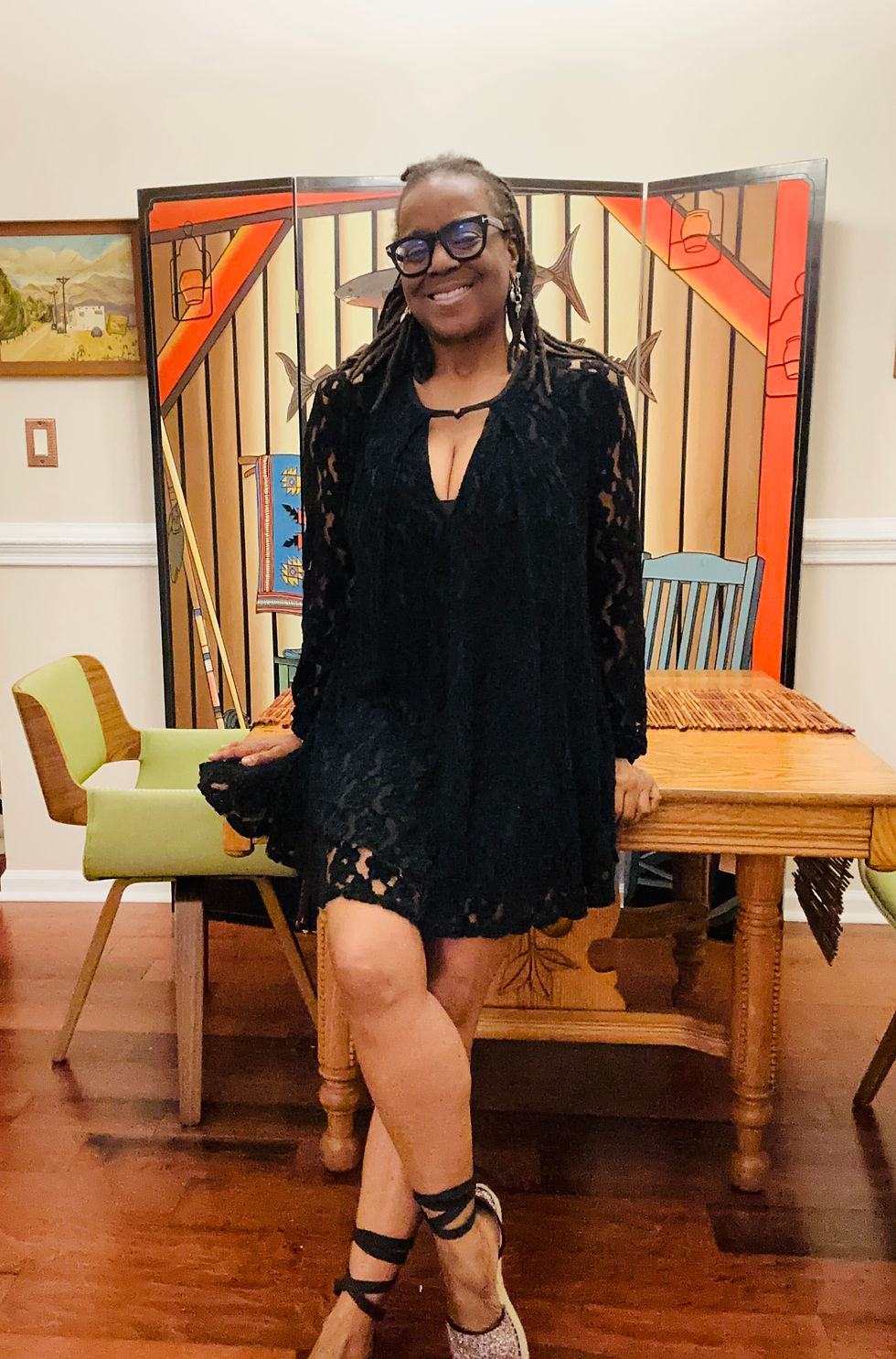 Thumbnail: Altard State Black Lace Mini Dress - Size L