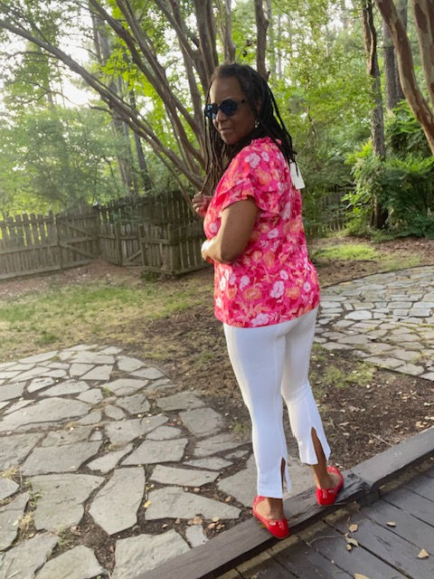 Thumbnail: Nwt Pleione Hot Pink Floral Blouse - Size L