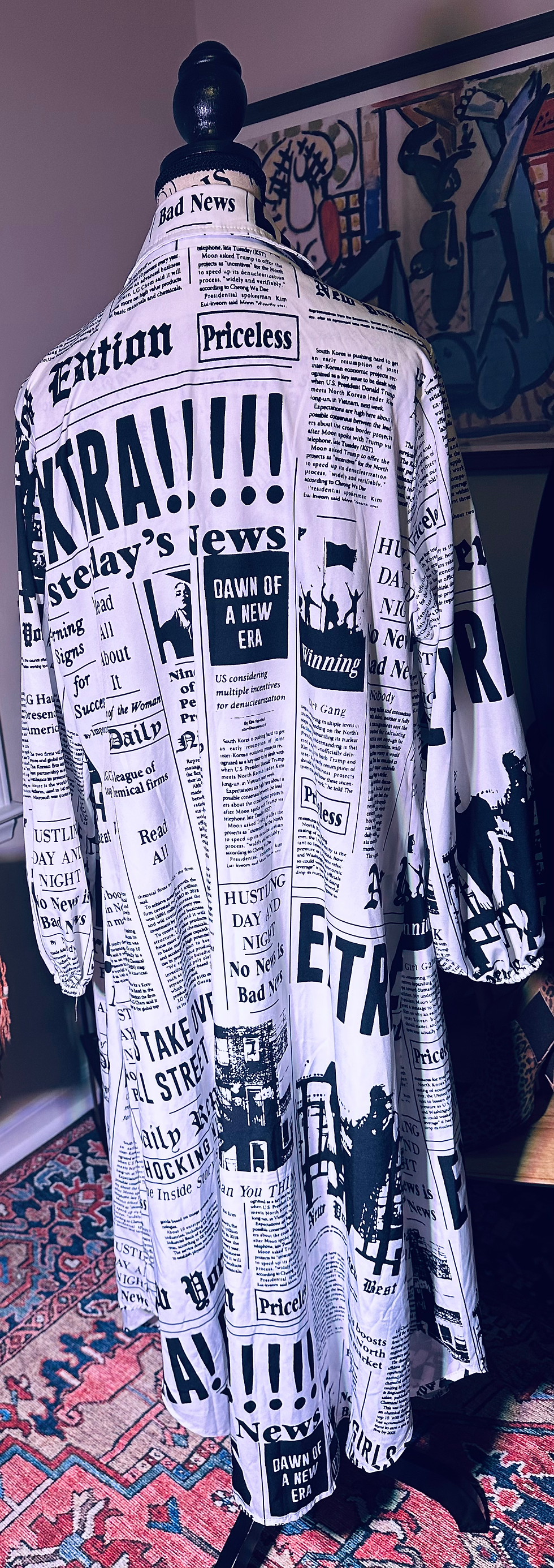 Thumbnail: Shirt Dress Newspaper Theme -Size 1XL
