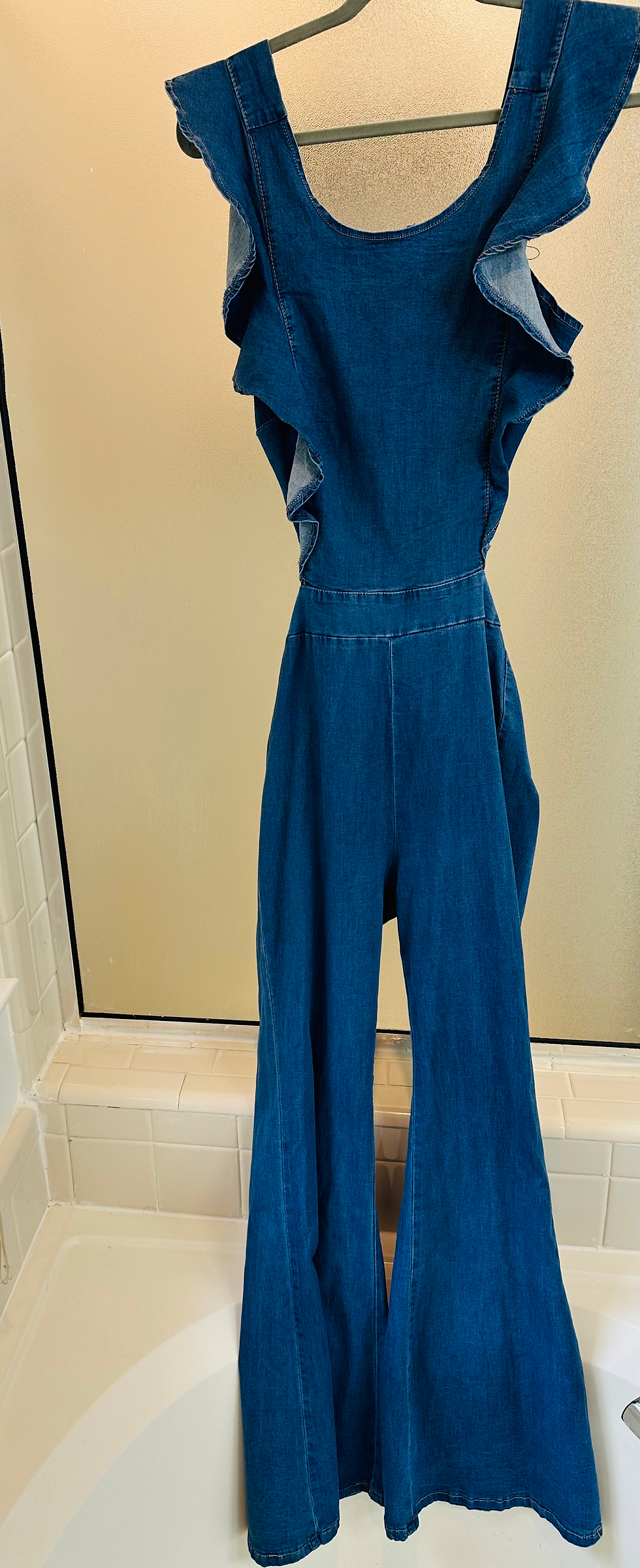 Thumbnail: Denim Cut Out Back Jumpsuit - Size L