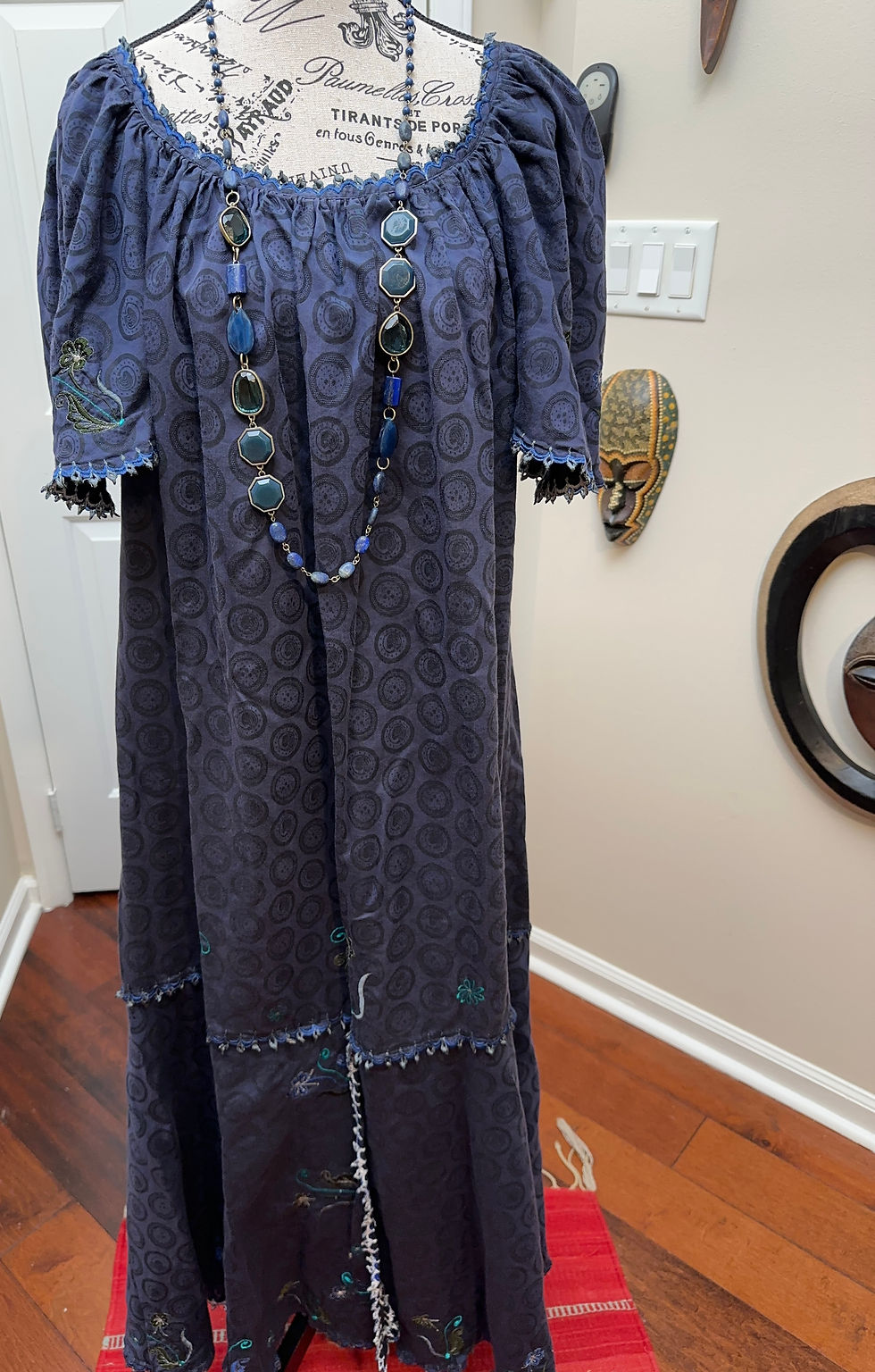 Thumbnail: Custom Lace Blue Long Dress - *Size XL