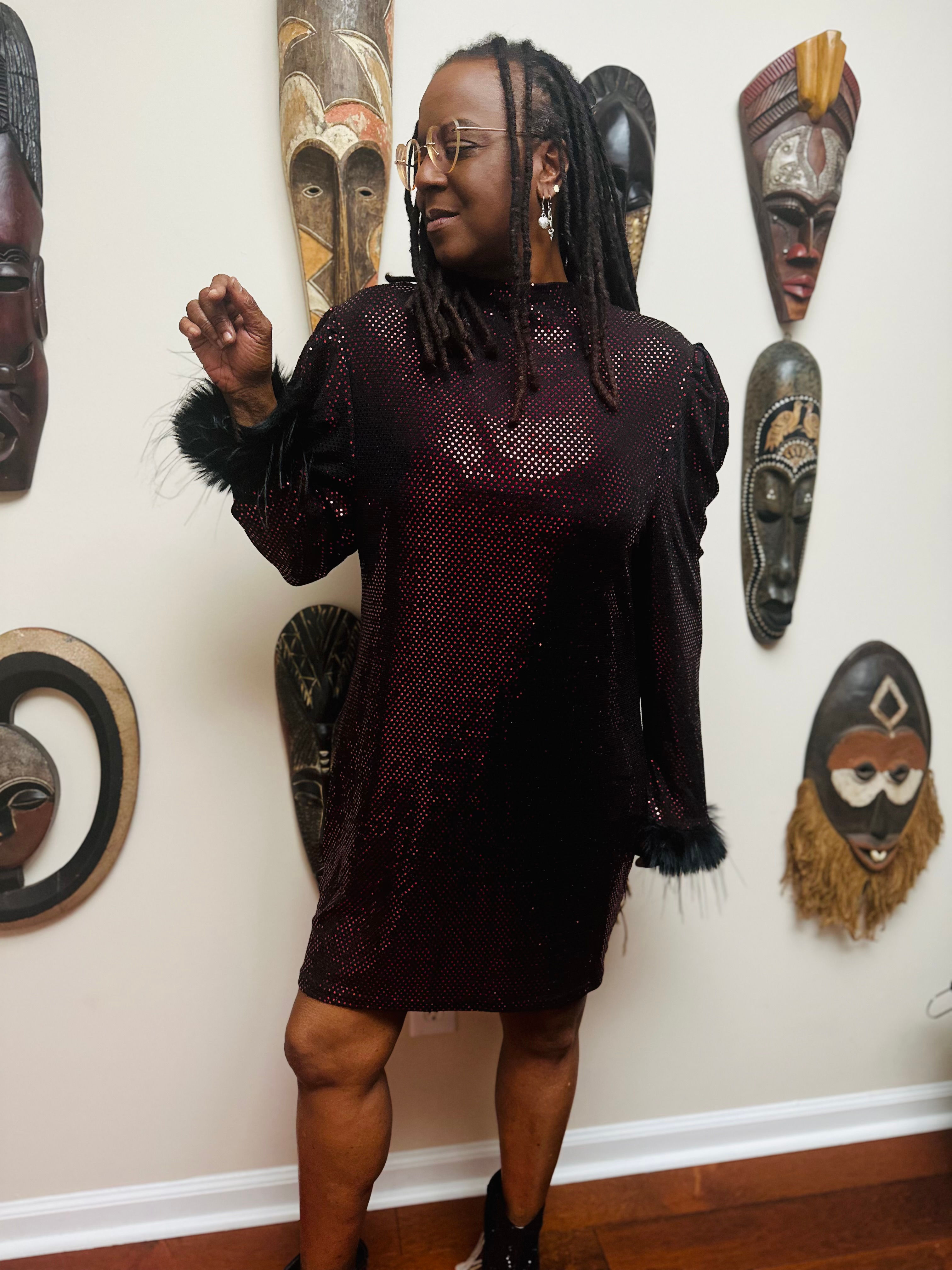 Glitter Red Curvy Cocktail Dress -Size 4XL