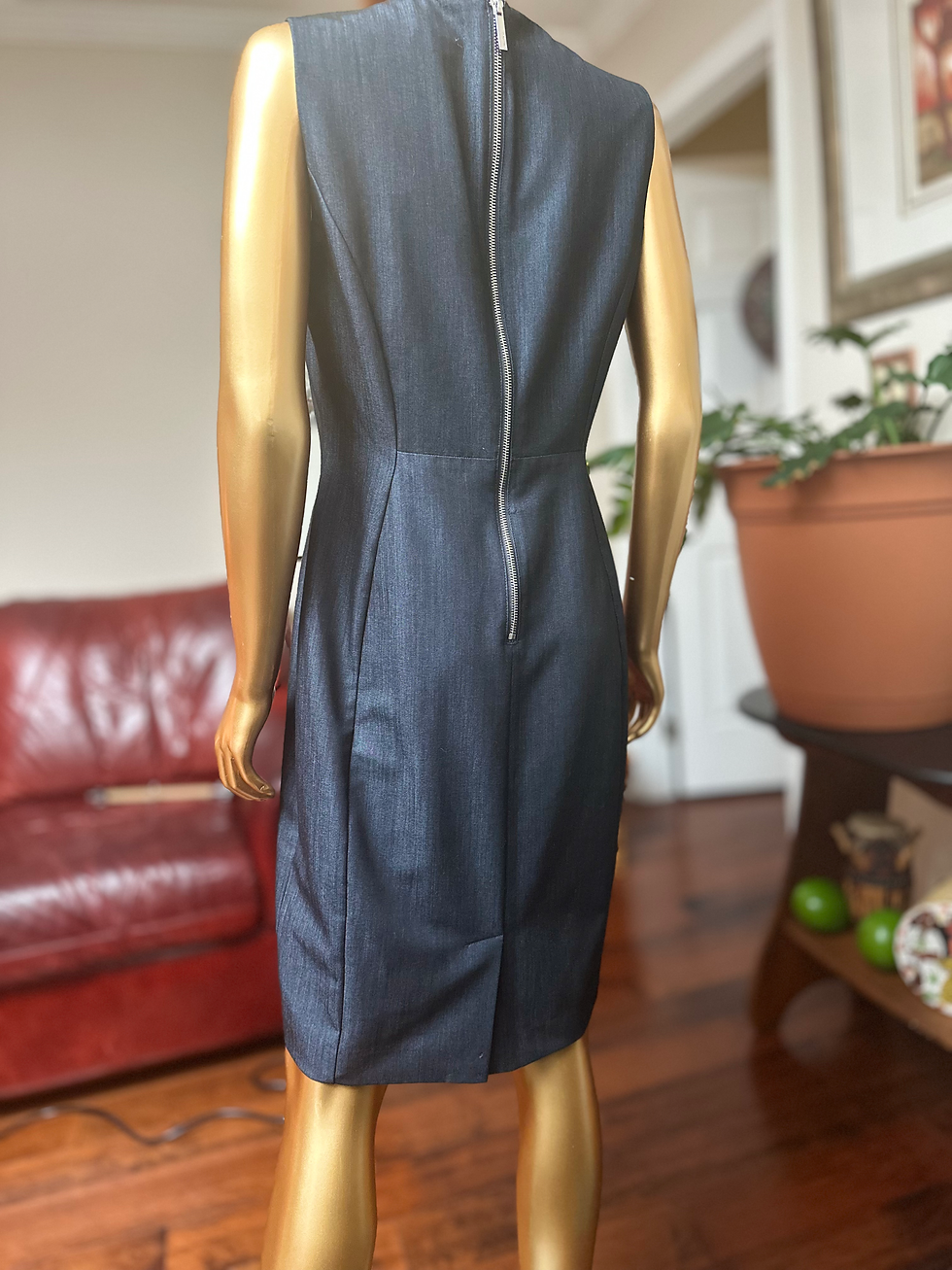 Thumbnail: Calvin Klein 2 Piece Denim Style Dress & Blazer - Size L/10