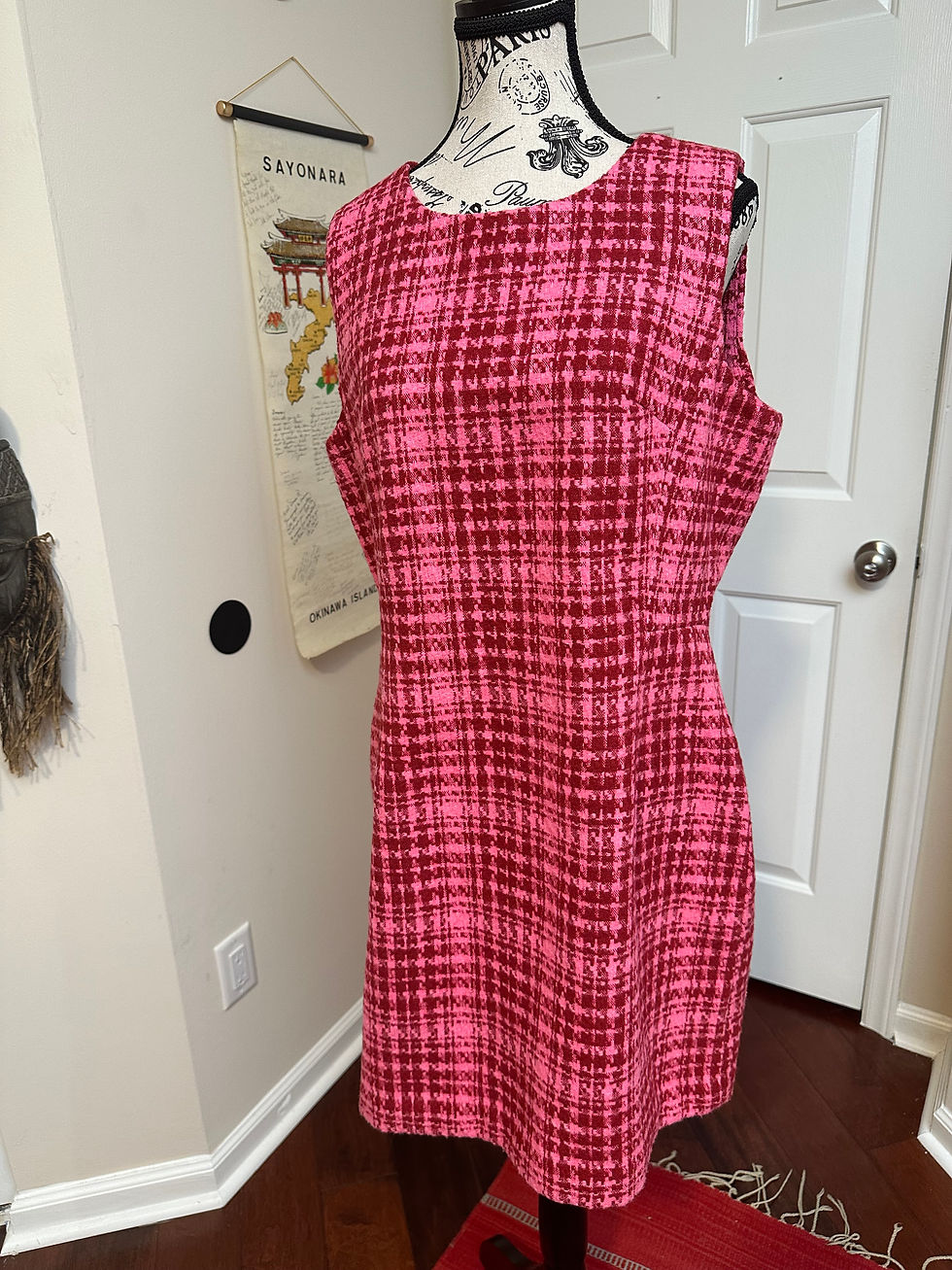 Thumbnail: On 34th Tweed Houndstooth Mini Sheath Dress - Size 12