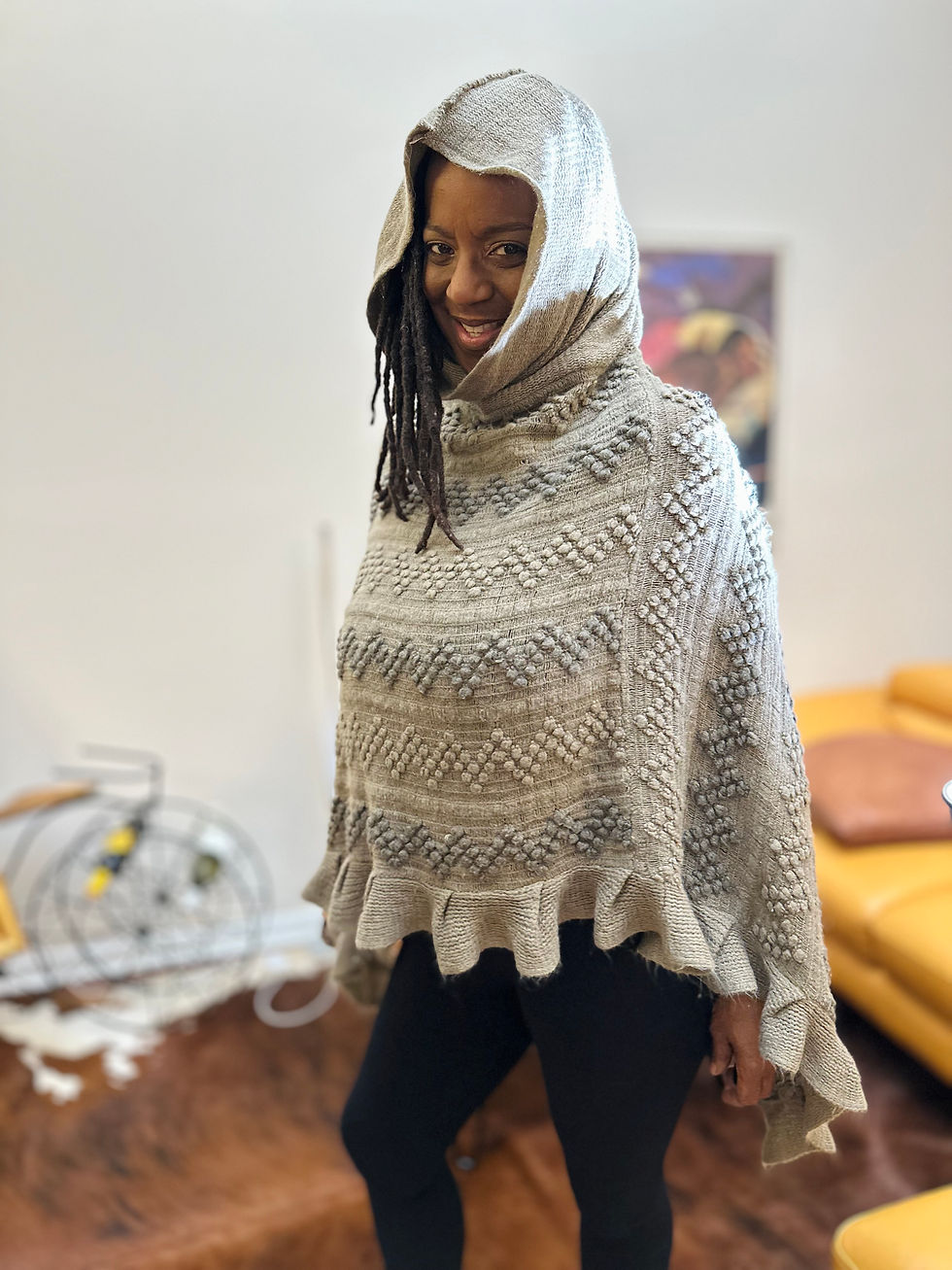 Thumbnail: Olive  Sweater Poncho - Size Os