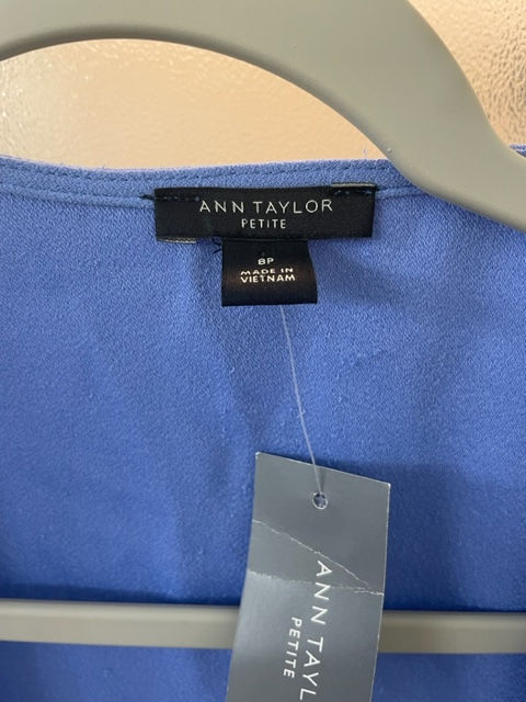 Thumbnail: Ann Taylor Blue Short Wrap Around Dress - Size 8 Petite