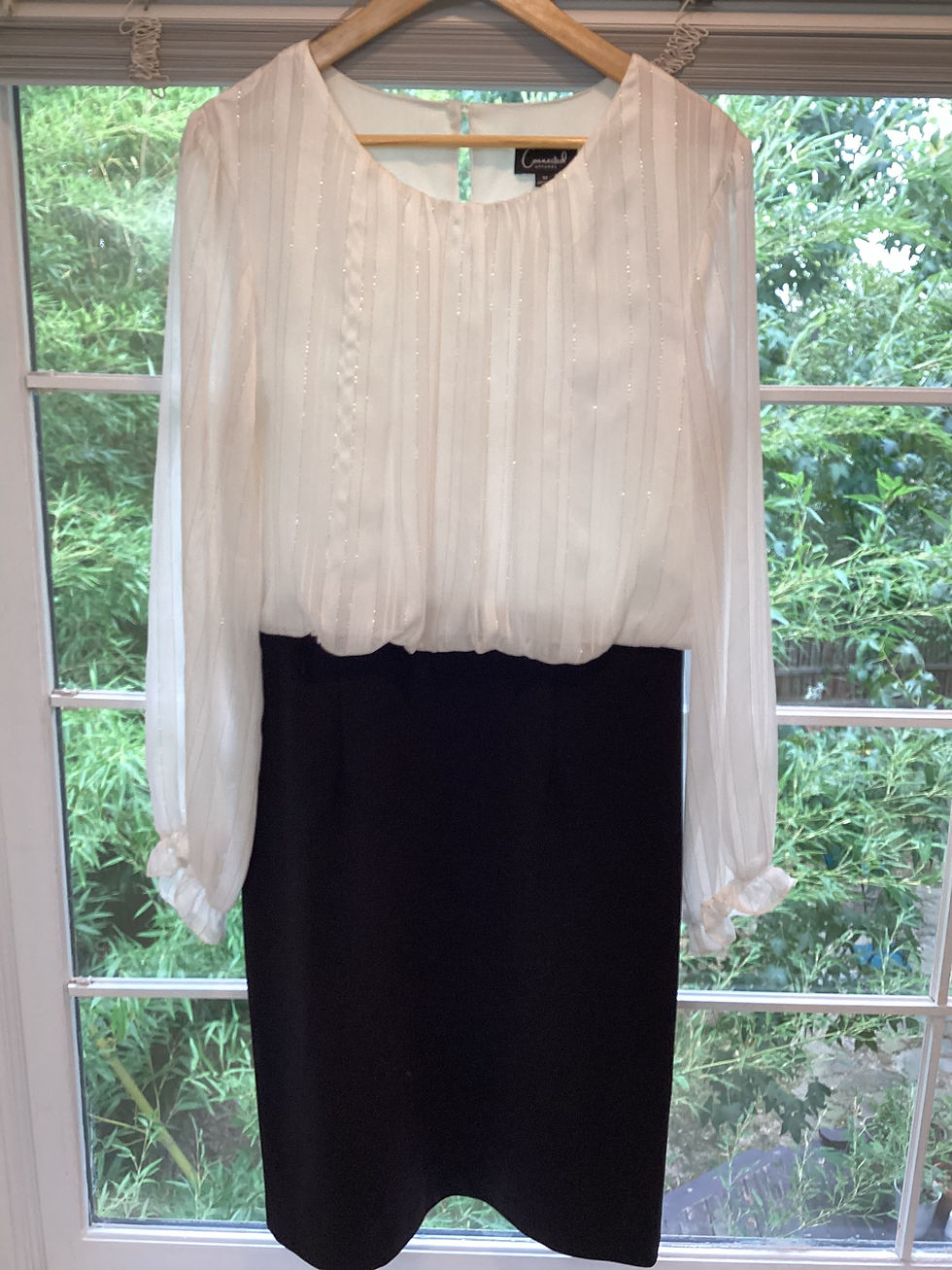 Thumbnail: Connected Apparel Ivory & Black Dress - Size 12