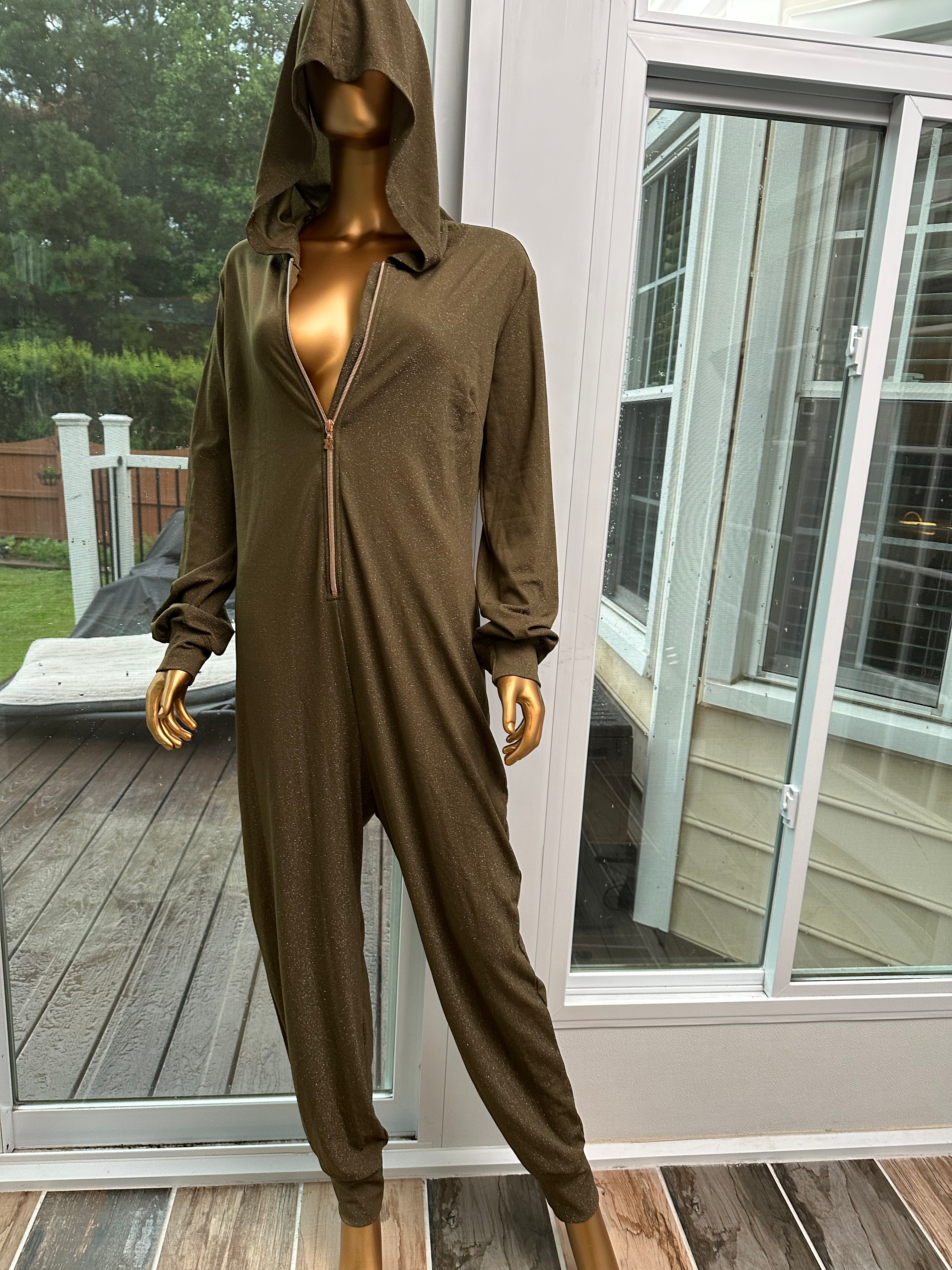 Savage X Fenty Metallic Olive Green Jumpsuit - Size XL