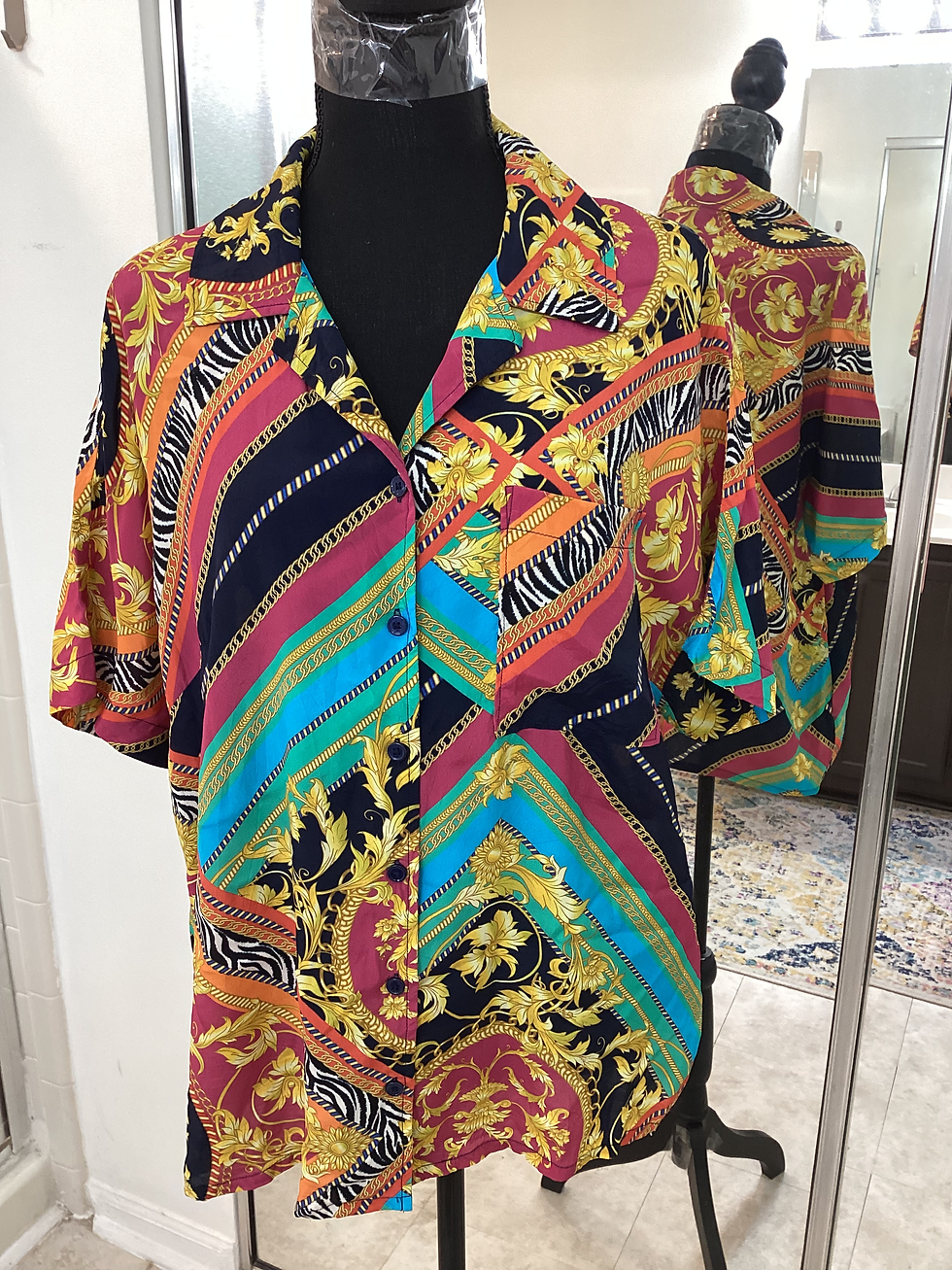 Thumbnail: DG2 Diane Gilman Silk Blend Blouse - Size Large