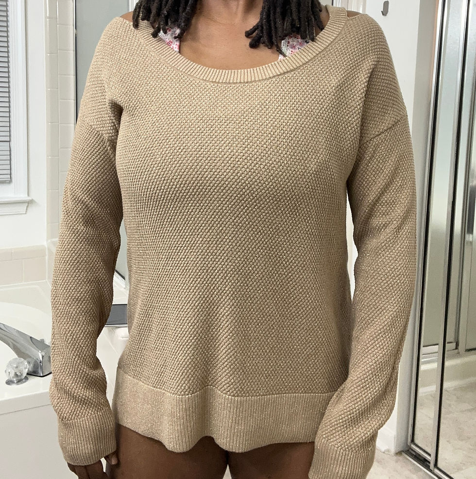 Thumbnail: Michael Kors Gold Rush Cut Out Shoulder Sweater - Size L