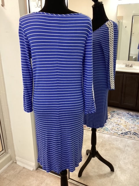 Thumbnail: Lilly Pulitzer Blue Pinstripe Dress - Size L