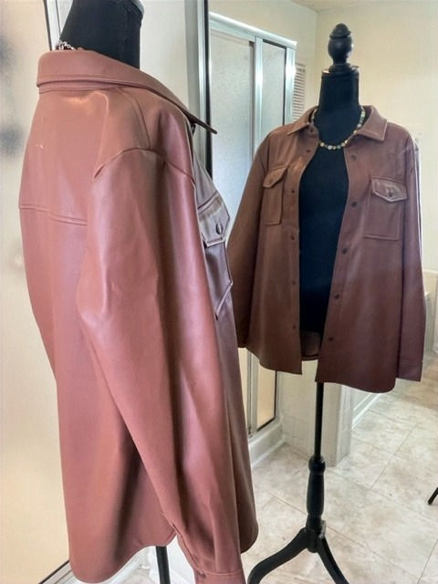 Thumbnail: Kensie Jean Vegan Leather Shirt - Size L