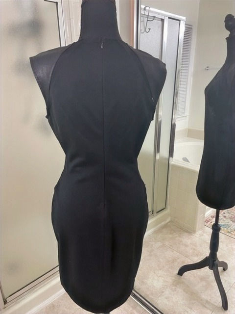 Thumbnail: Guess Black Mini Dress with Vegan Leather Sleeveless Shoulders -Size M