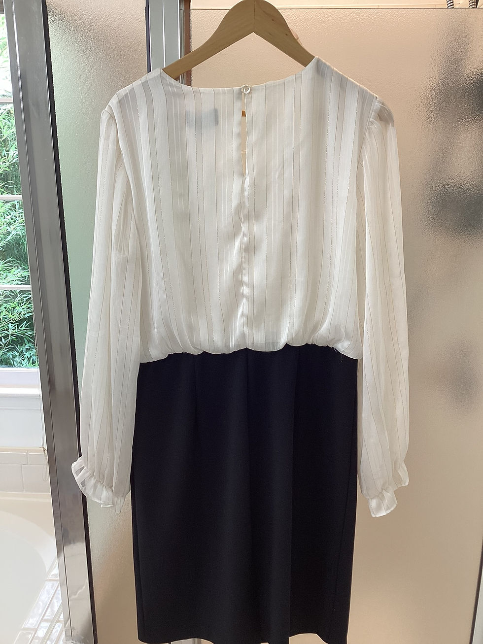 Thumbnail: Connected Apparel Ivory & Black Dress - Size 12