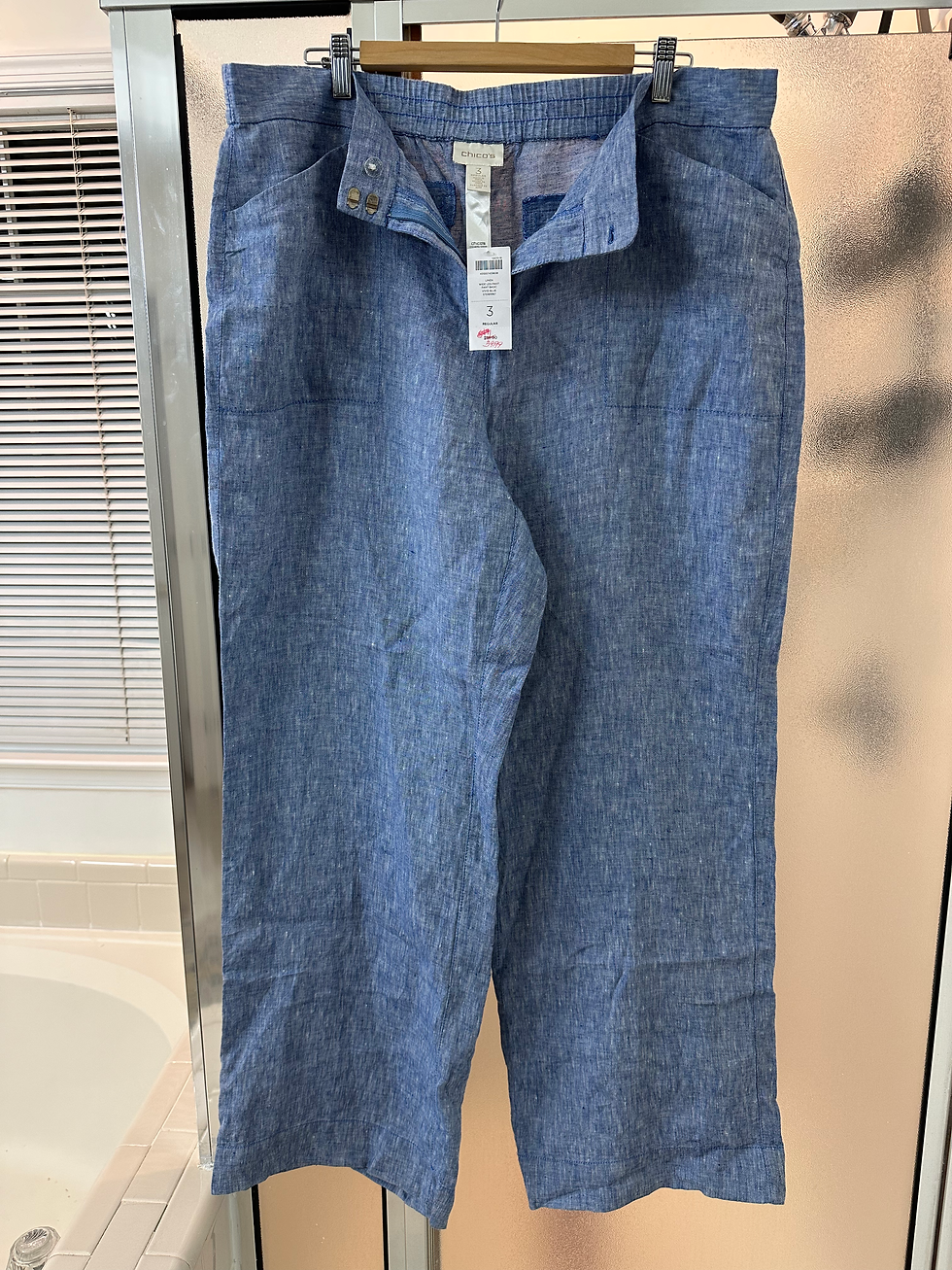 Thumbnail: Nwt Chico's Vivid Blue Linen Wide Leg Pant - Size XL