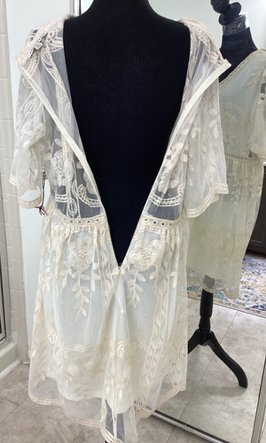 chinese dress ladies Novi Lace Dress 2 / Silk White main image 0