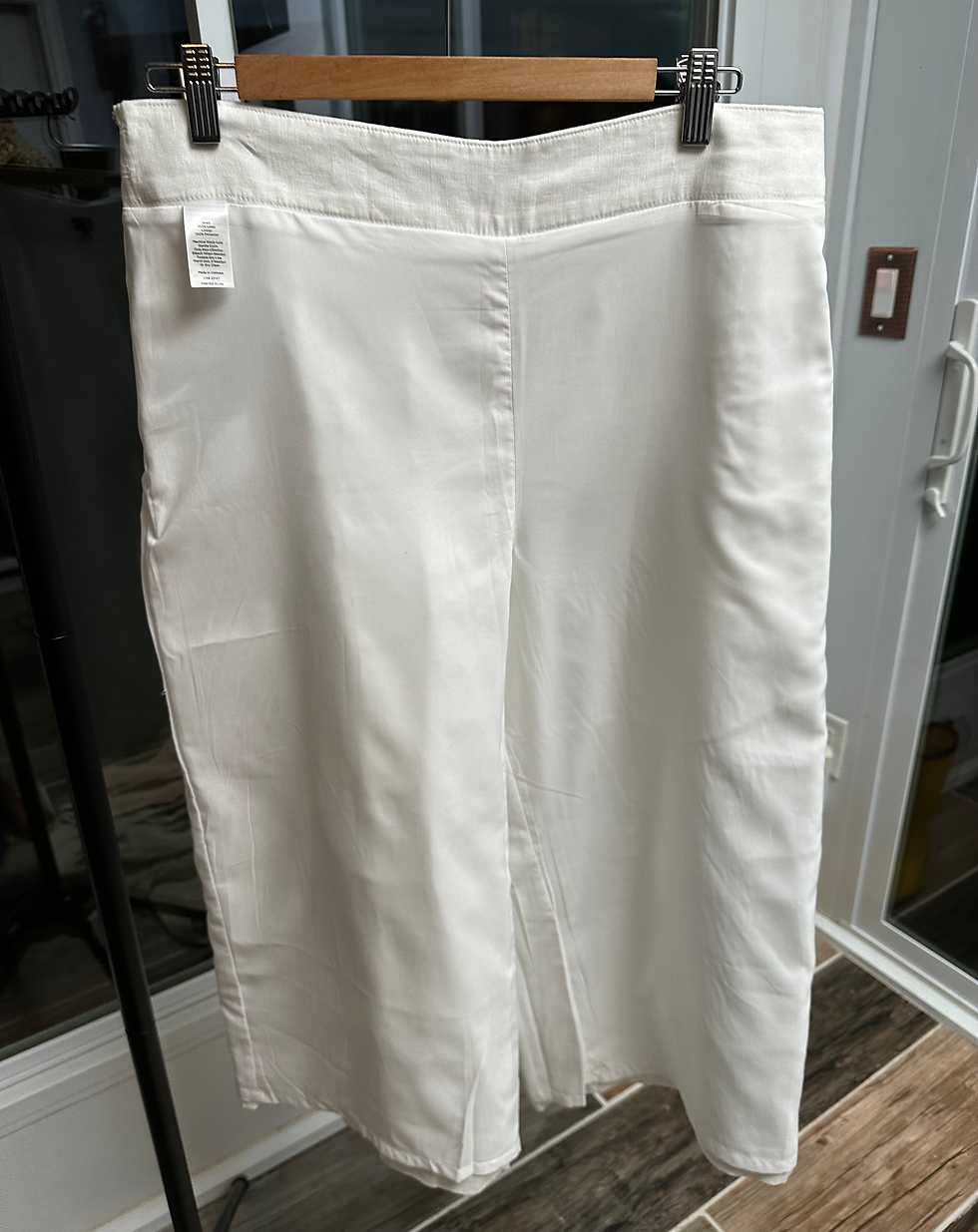 Thumbnail: Talbots White Linen Wide Crop Pant - Size 12P
