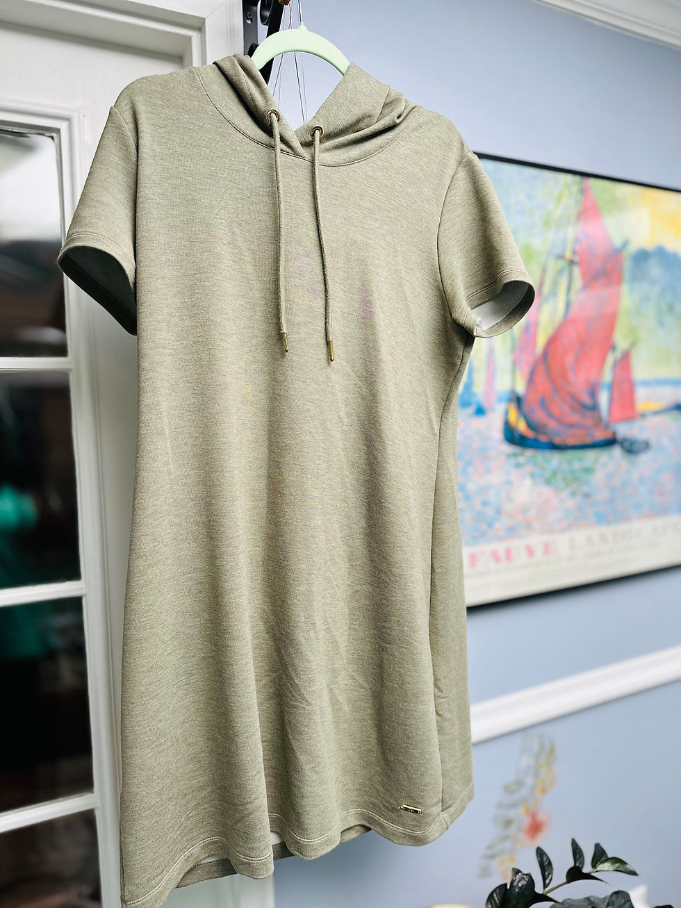 Thumbnail: Calvin Klein Olive Hoodie Dress - Size XL