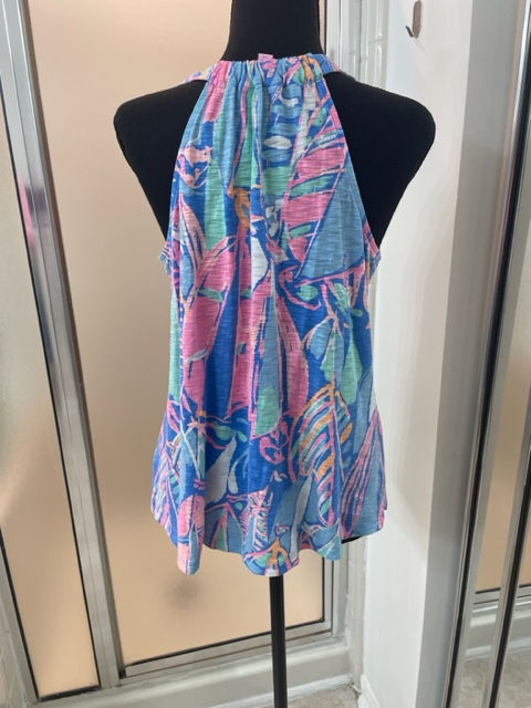 Thumbnail: Lilly Pulitzer Pink and Blue Sleeveless Tank Top - Size M