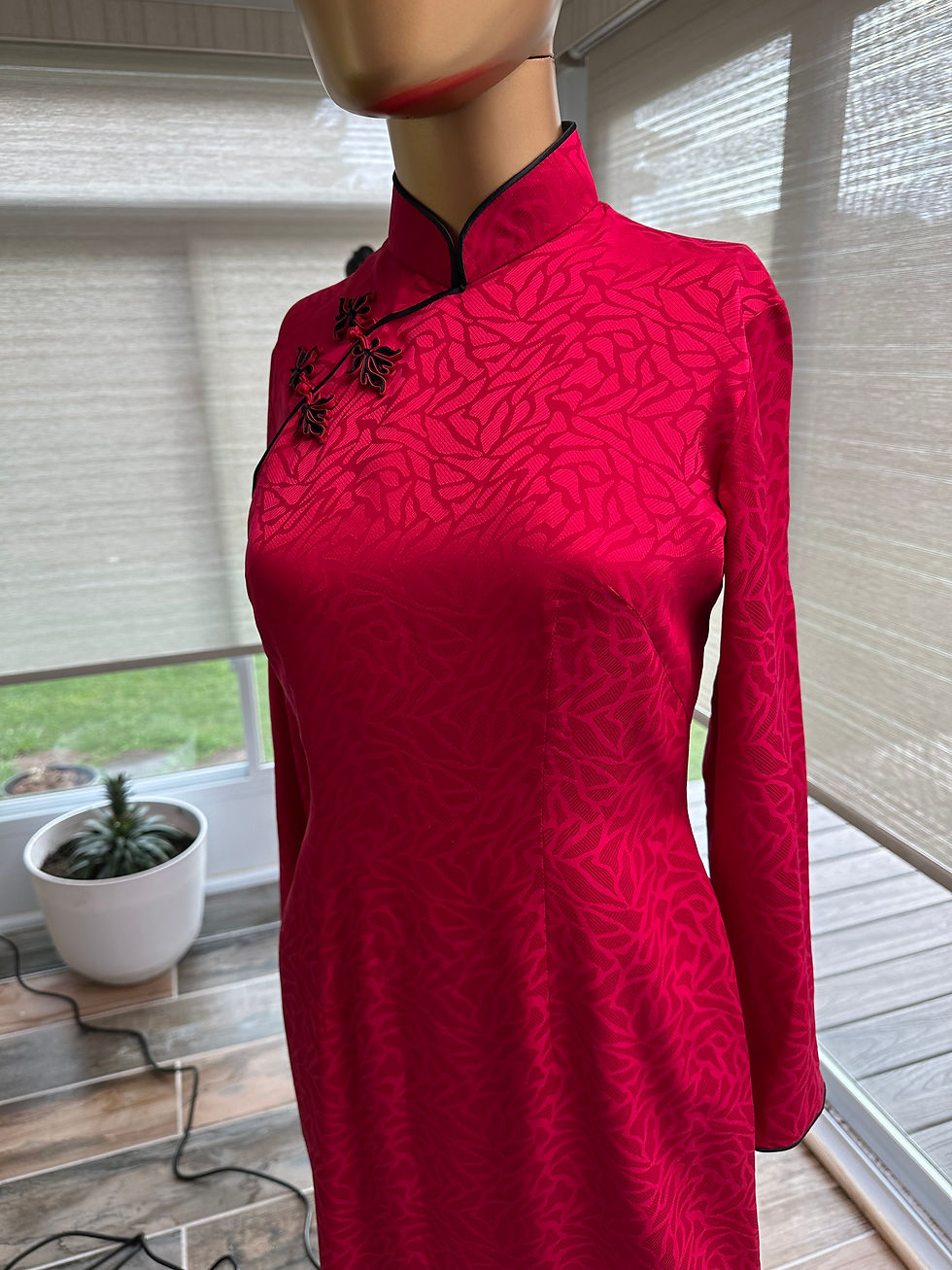 Thumbnail: Chinese Red Silk Dress - Size M